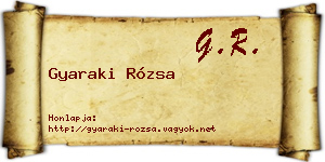Gyaraki Rózsa névjegykártya