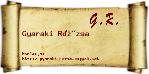 Gyaraki Rózsa névjegykártya